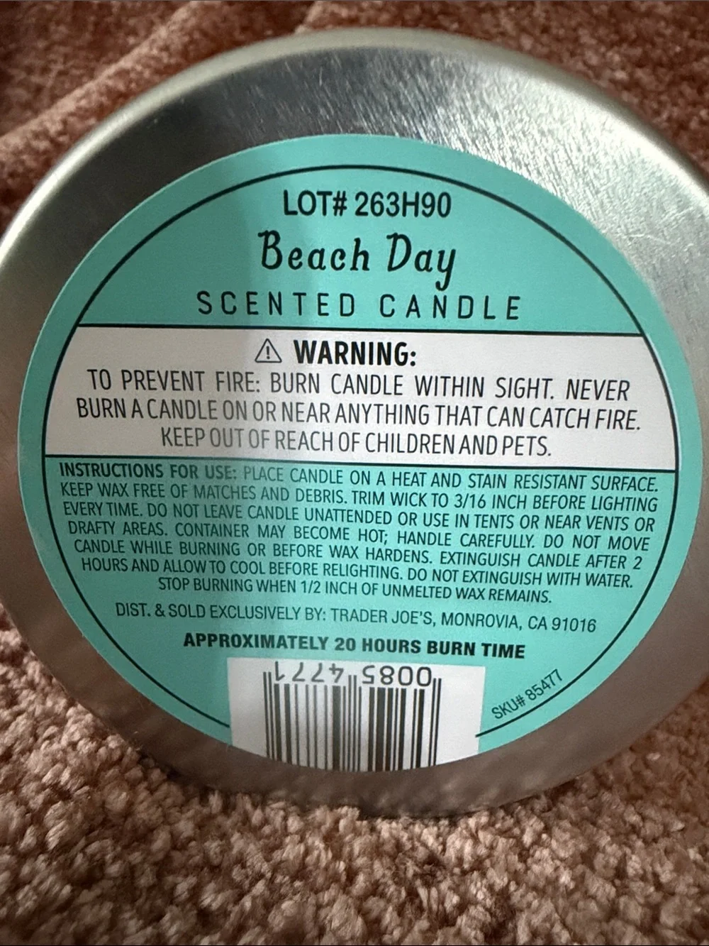 Trader Joe’s 2026 Exclusive set of 2 Beach Day Scented Soy Candle